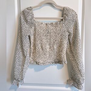 Japna Polka Dot Long Sleeve Smocked Women's Top